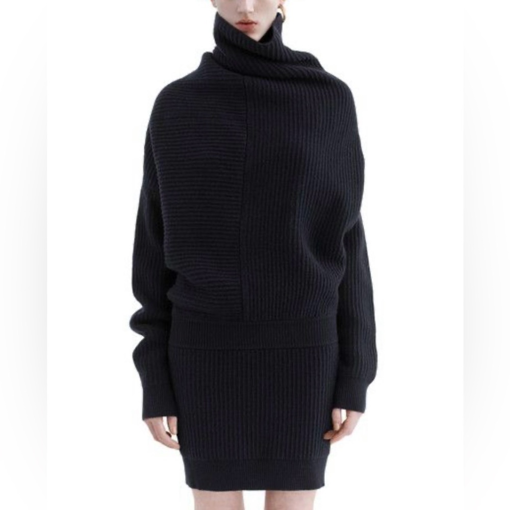 Acne Black Cowl Neck Sweater Dress